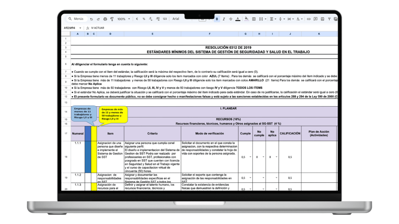 Vista previa de Autoevaluación Resolución 0312 Estándares Mínimos SG-SST