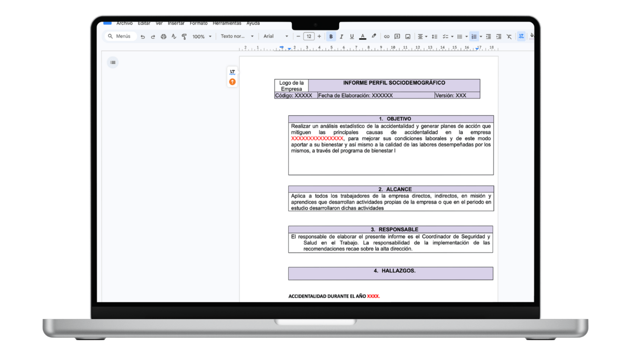 Vista previa de Informe de Accidentalidad del Periodo (Word)