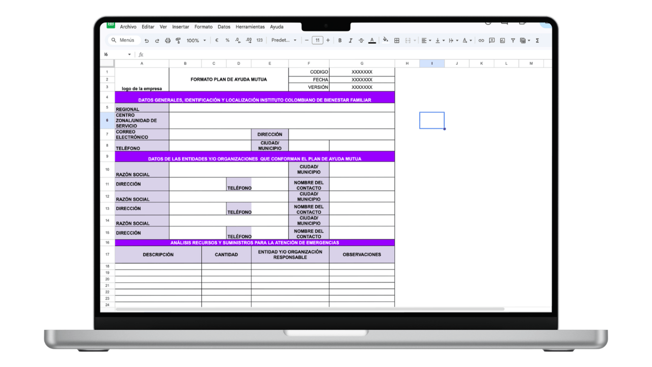 Vista previa de Modelo de Plan de Ayuda Mutua (PAM) Interinstitucional