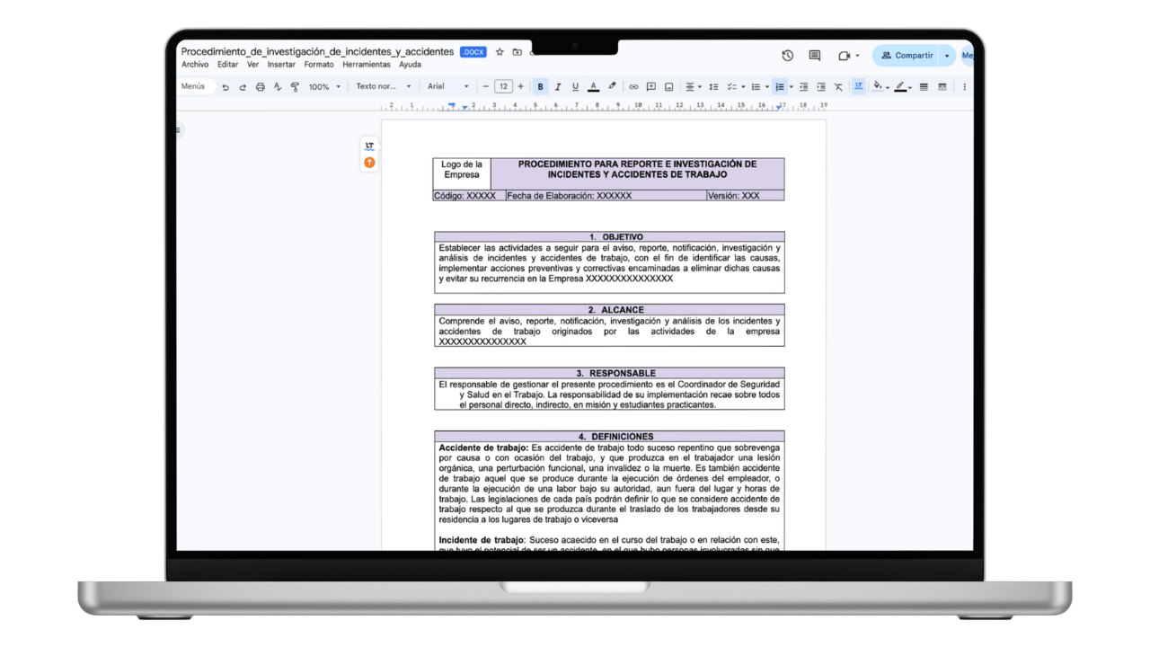 Vista previa de Procedimiento de Investigación de Accidentes e Incidentes (AT)
