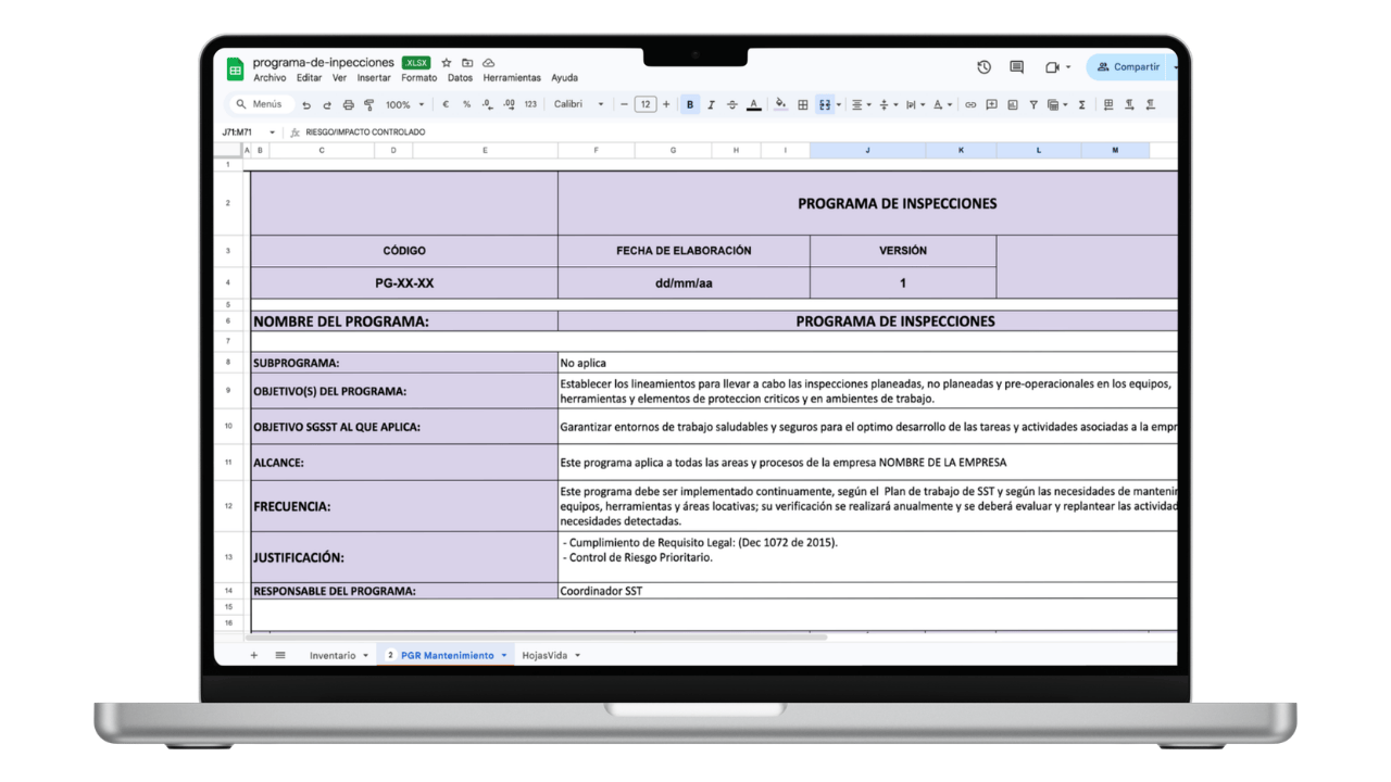 Vista previa de Programa de Inspecciones de Seguridad SG-SST