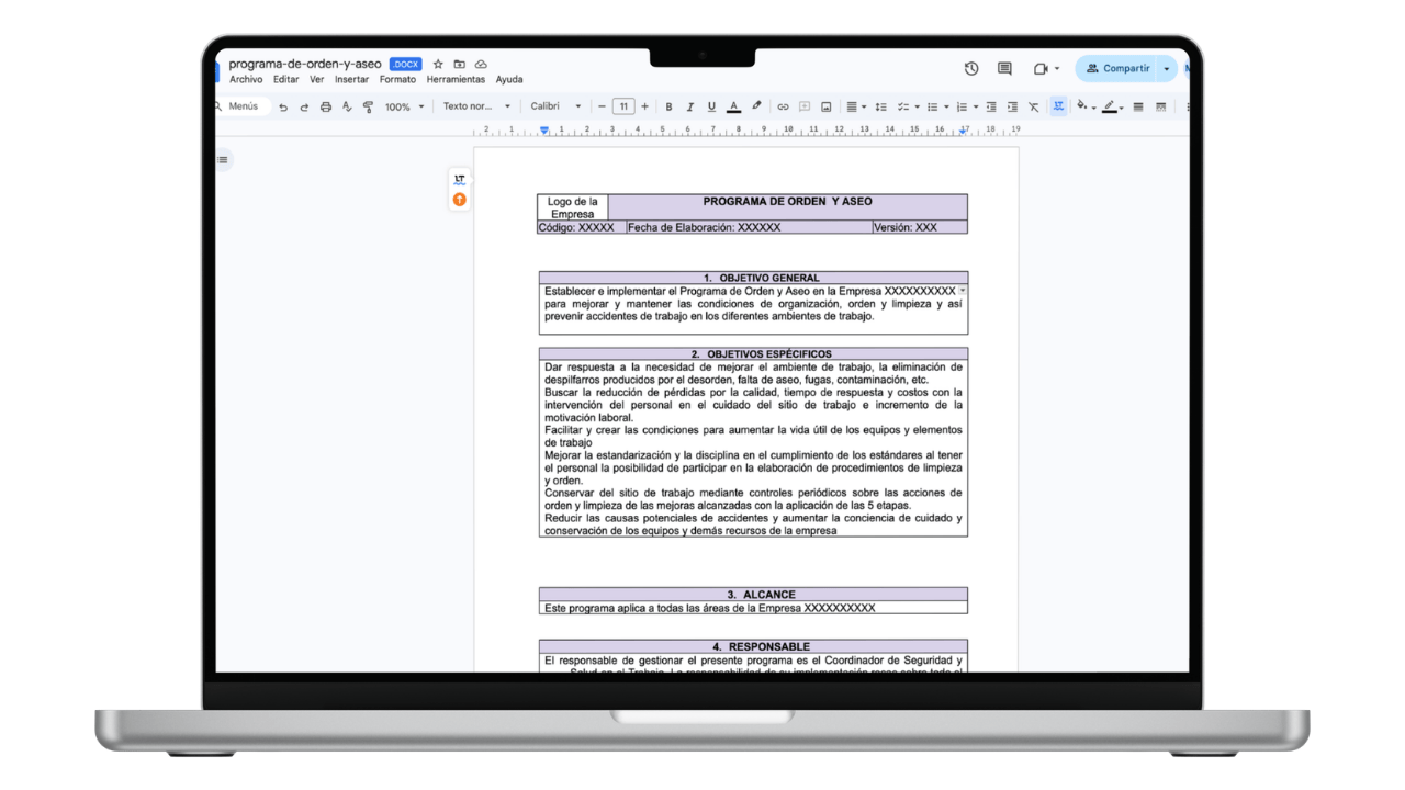 Vista previa de Programa de Orden y Aseo (Metodología 5S)